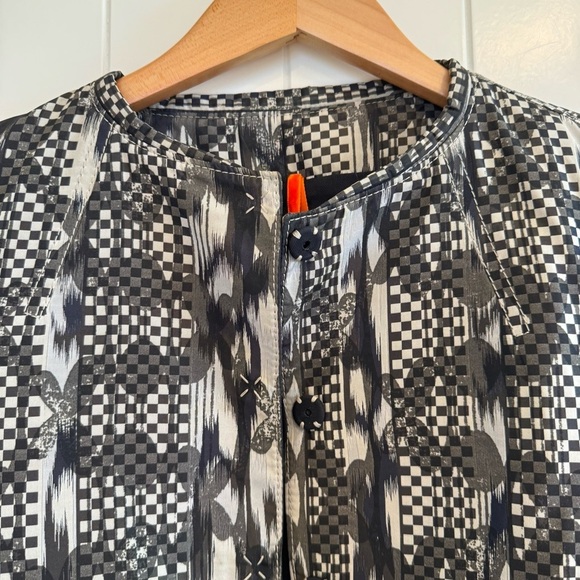 Piazza Sempione Jacket Batik Print Silver Black Buttons Gold Flecks EU 44/US 12 - Picture 3 of 10